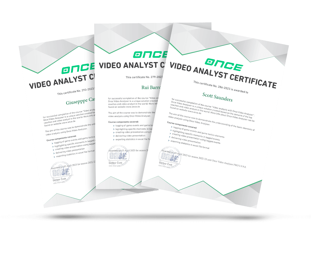 Video Analyst certification by Once Sport