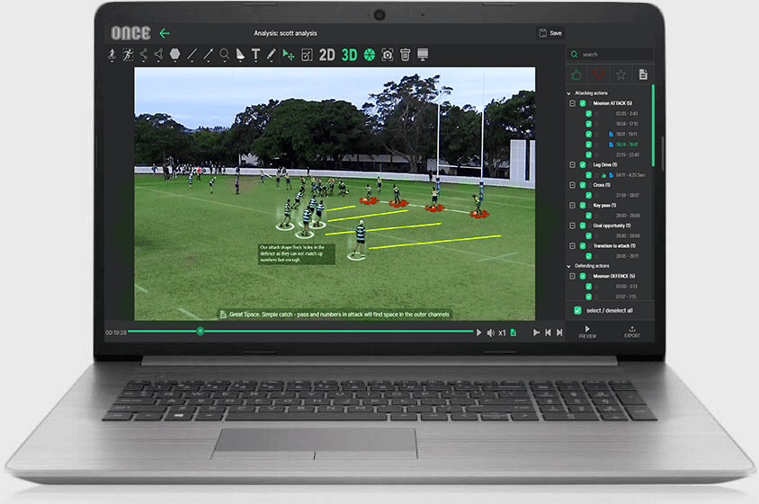 Rugby analysis with Once Video Analyser