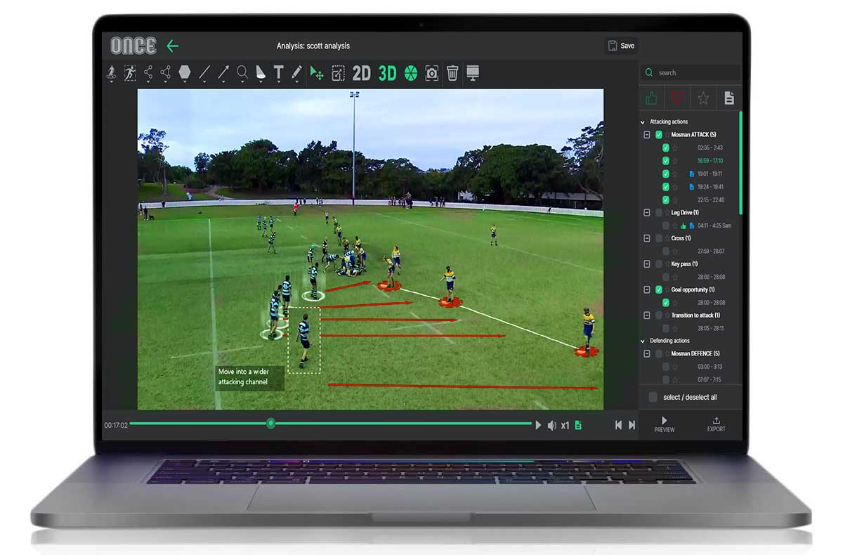 Rugby analysis with Once Video Analyser Basic